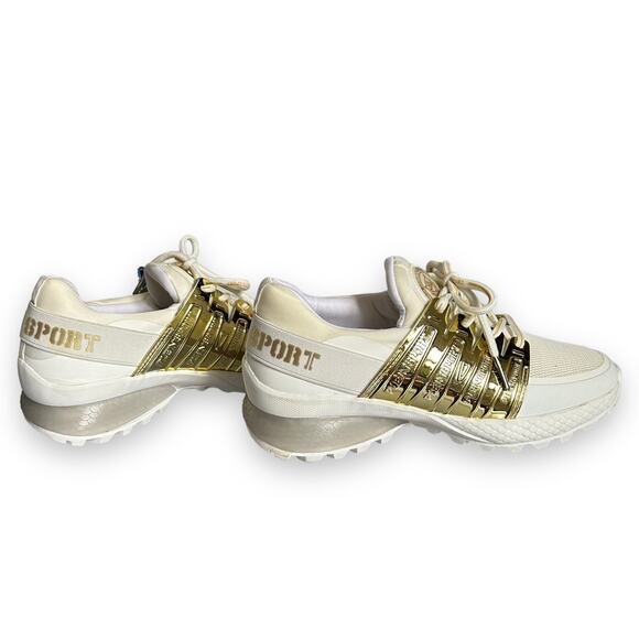 Plein Sport Gold Metallic Lace Up Shoes White Size 37/7 - Picture 6 of 16